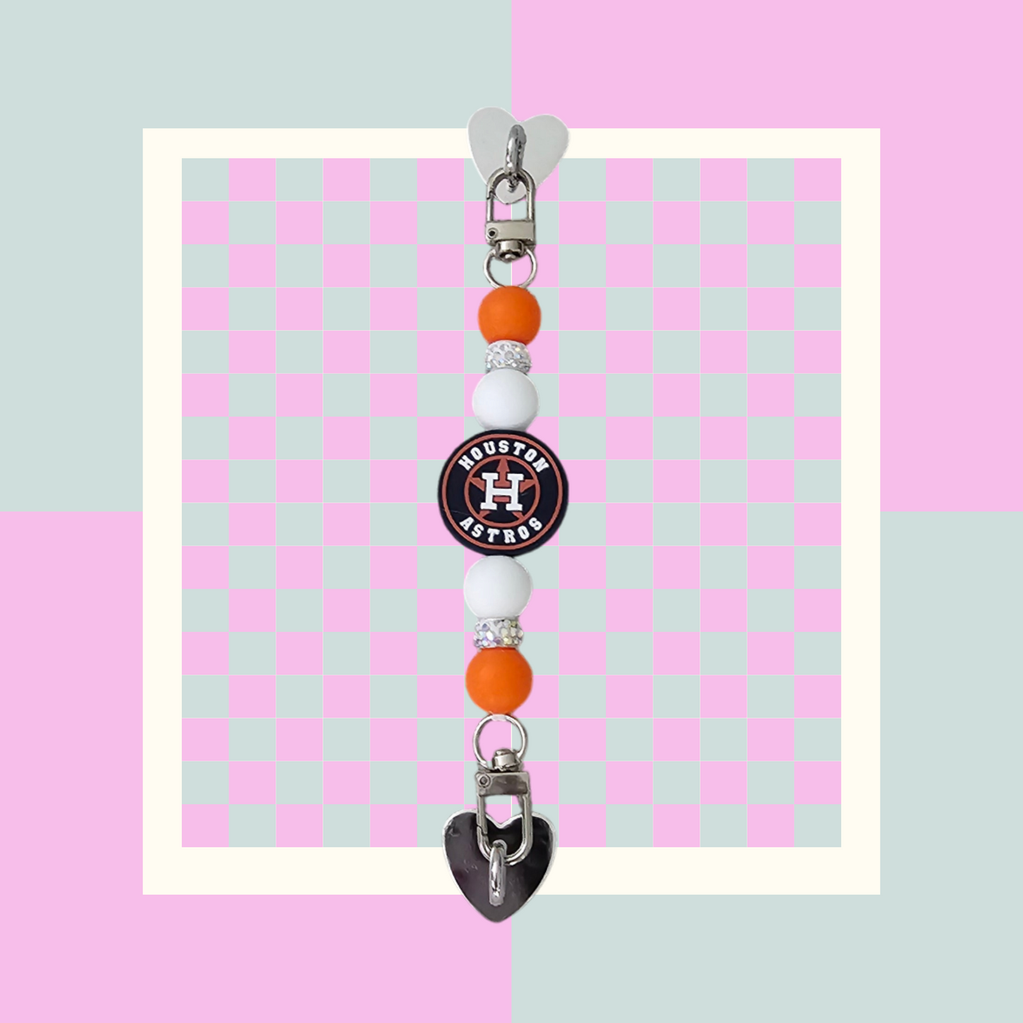 Phone Hand Strap/ Kindle Strap/ iPad Strap Interchangeable - Silicone Beaded Phone Strap with Astros Focal