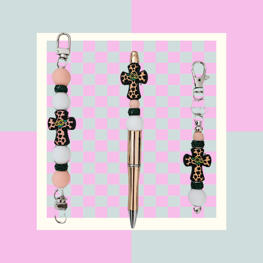 Yellow Flower Cross Bundle- Phone Hand Strap/Pen/Keychain