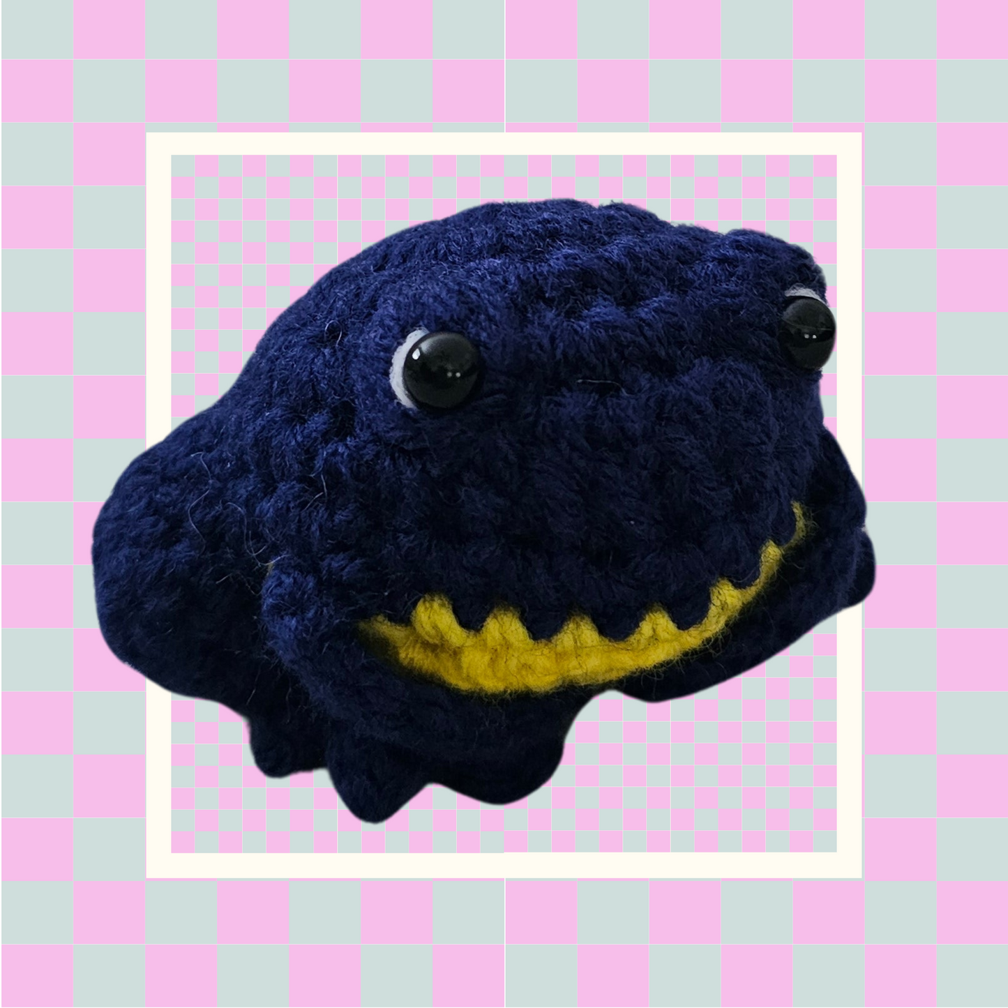Crochet Mini Frog- Navy/Yellow Belly