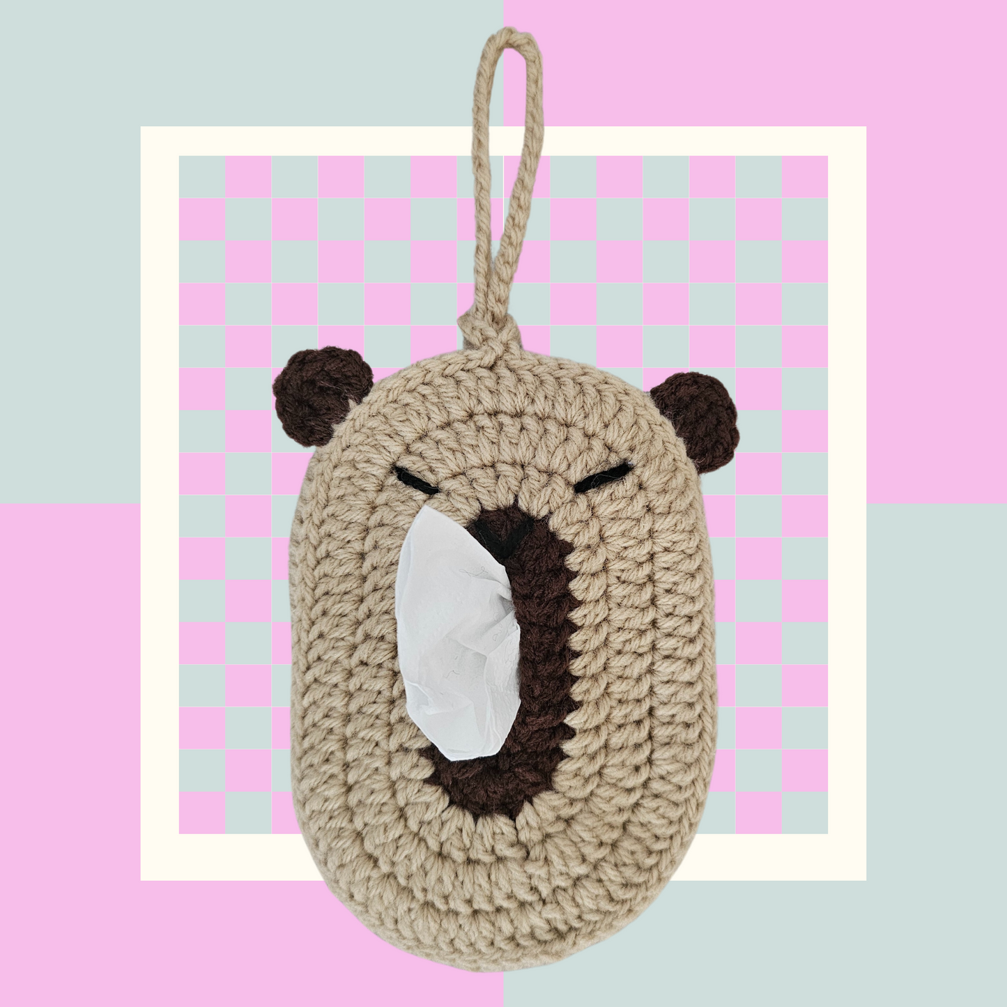 Crochet Tissue Bear Pouch