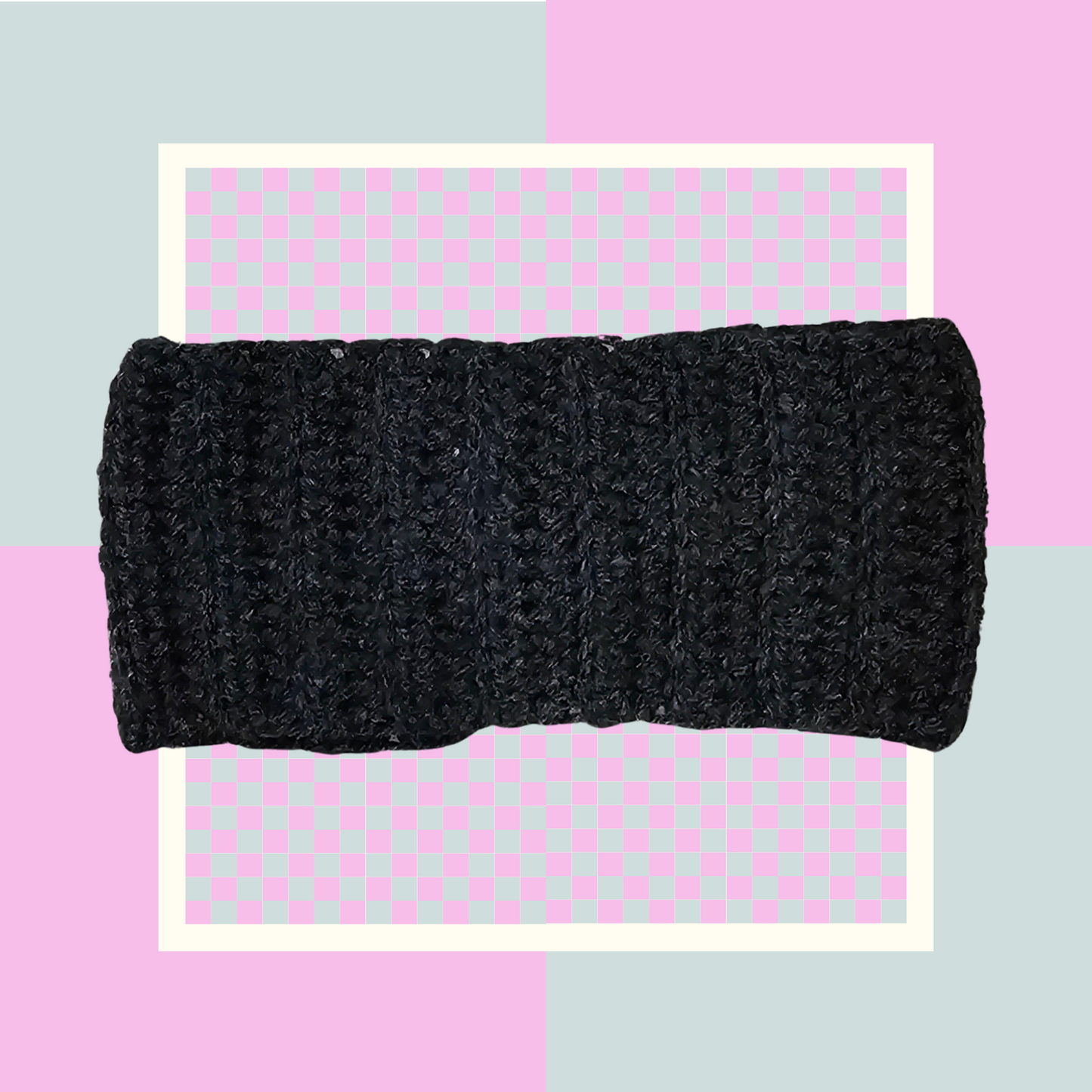 Crochet Twisted Headband- Dark Gray w/Sparkle
