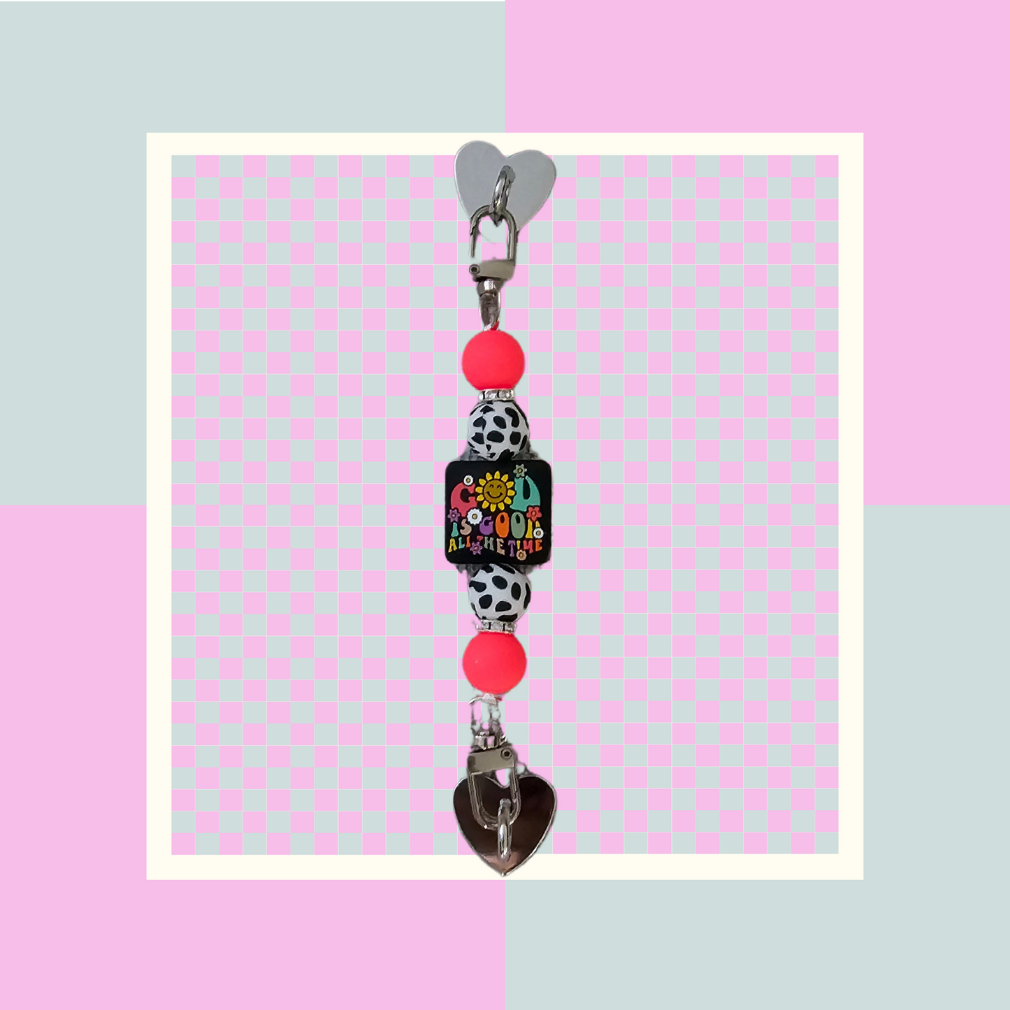 Phone Hand Strap/ Kindle Strap/ iPad Strap Interchangeable - Silicone Beaded Strap with God is Good All the Time Focal