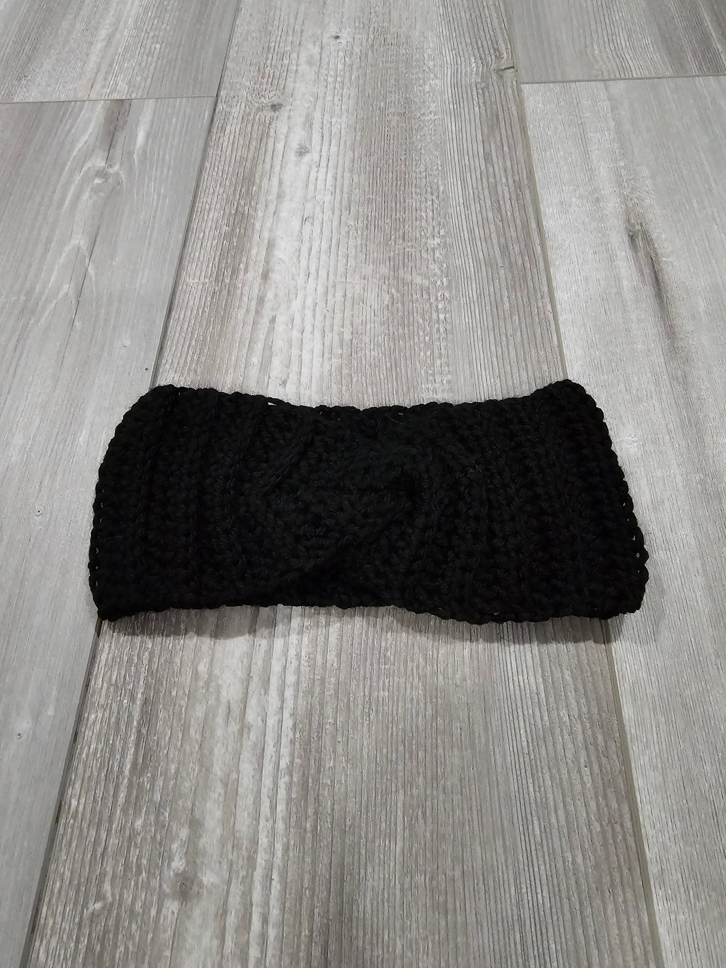 Crochet Twisted Headband- Black