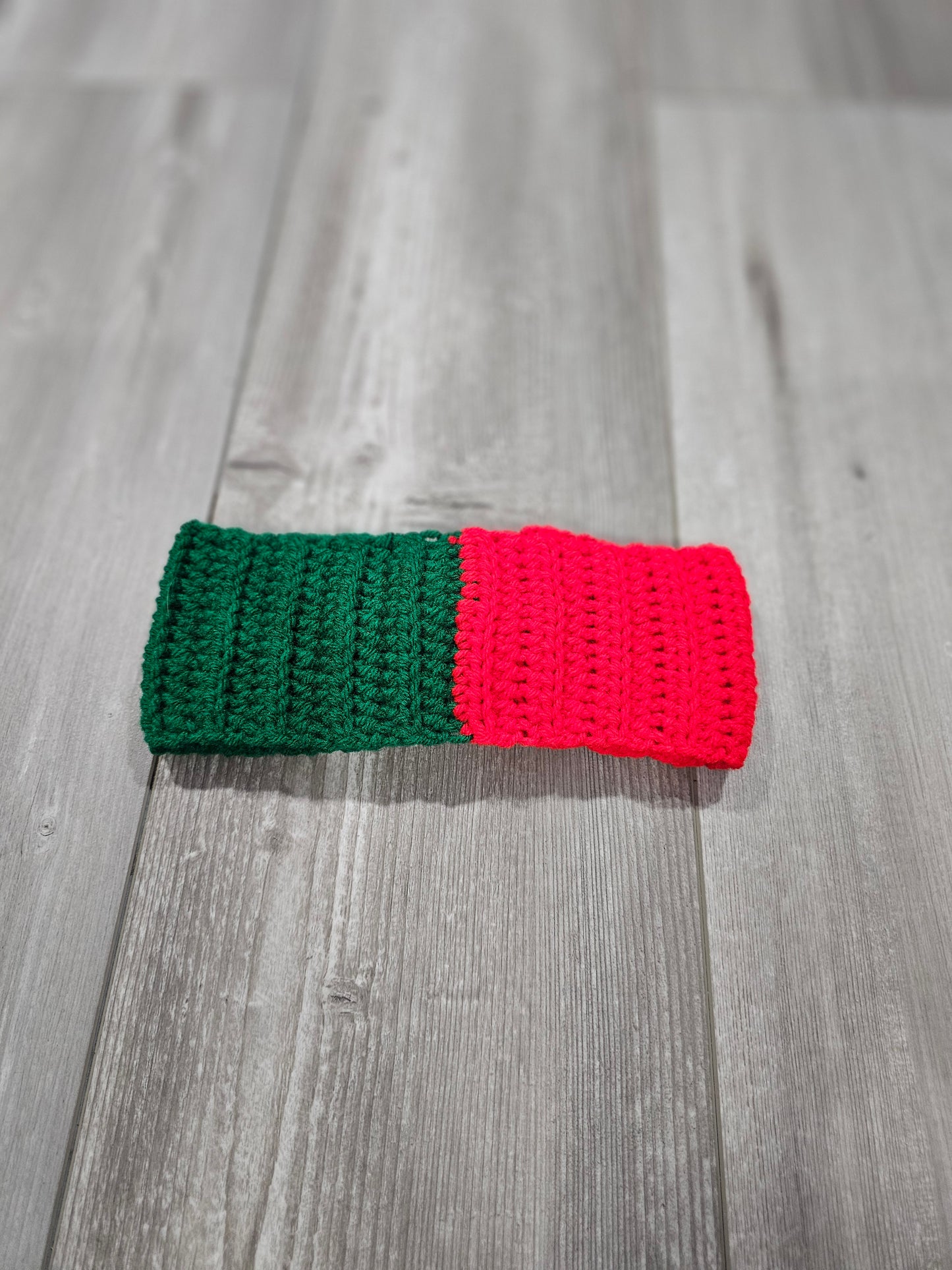 Crochet Twisted Headband- Red/Green