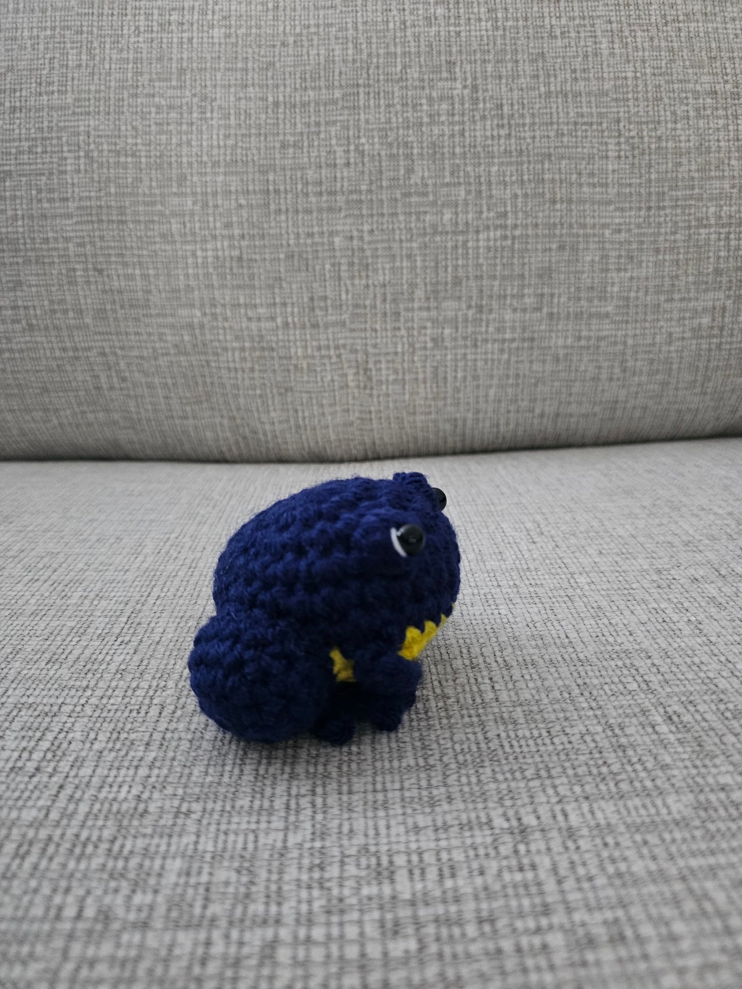Crochet Mini Frog- Navy/Yellow Belly