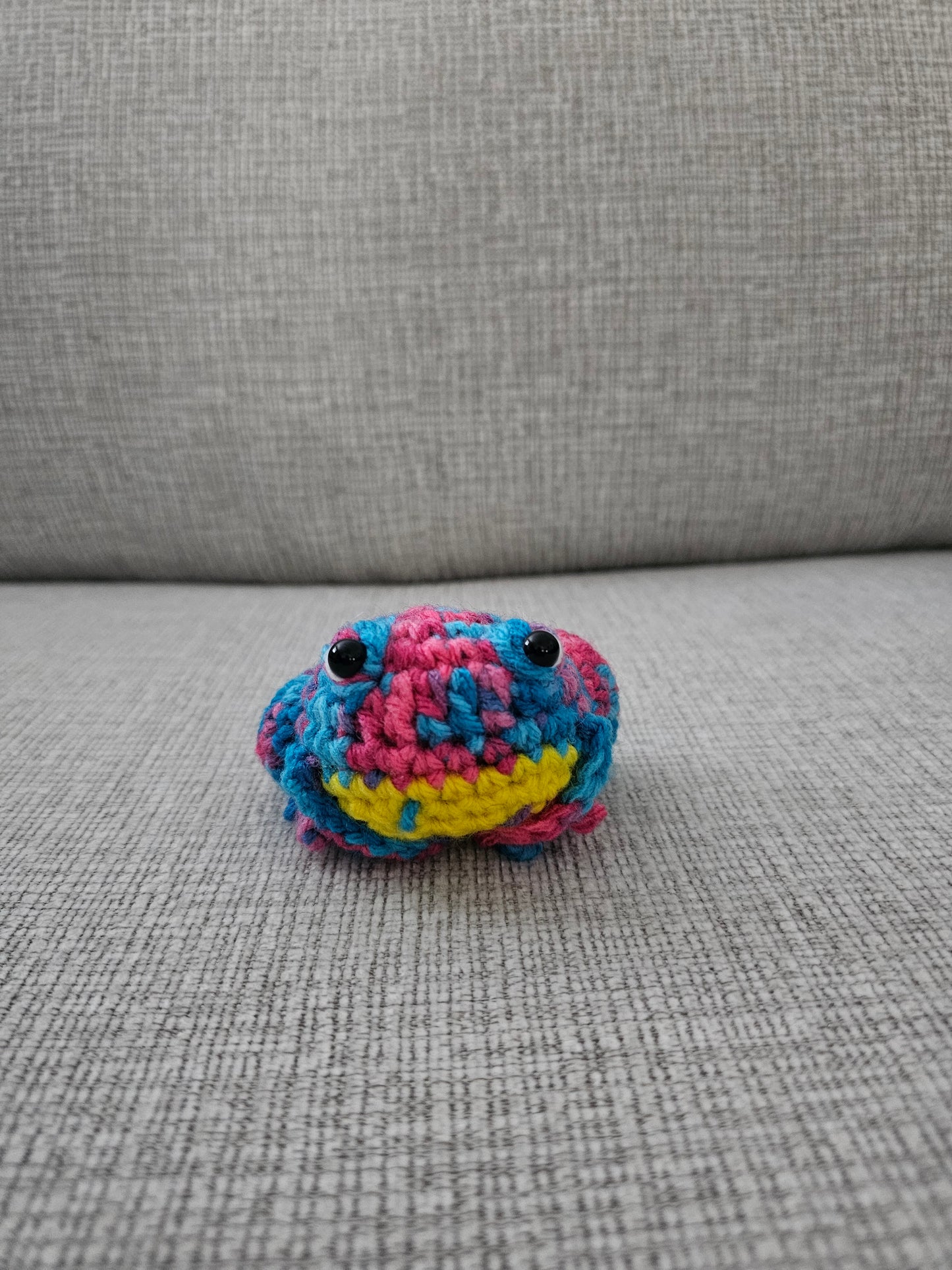 Crochet Mini Frog- Cotton Candy/Yellow Belly