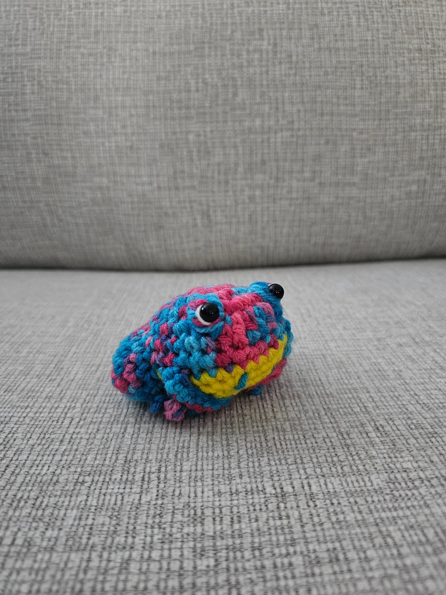 Crochet Mini Frog- Cotton Candy/Yellow Belly