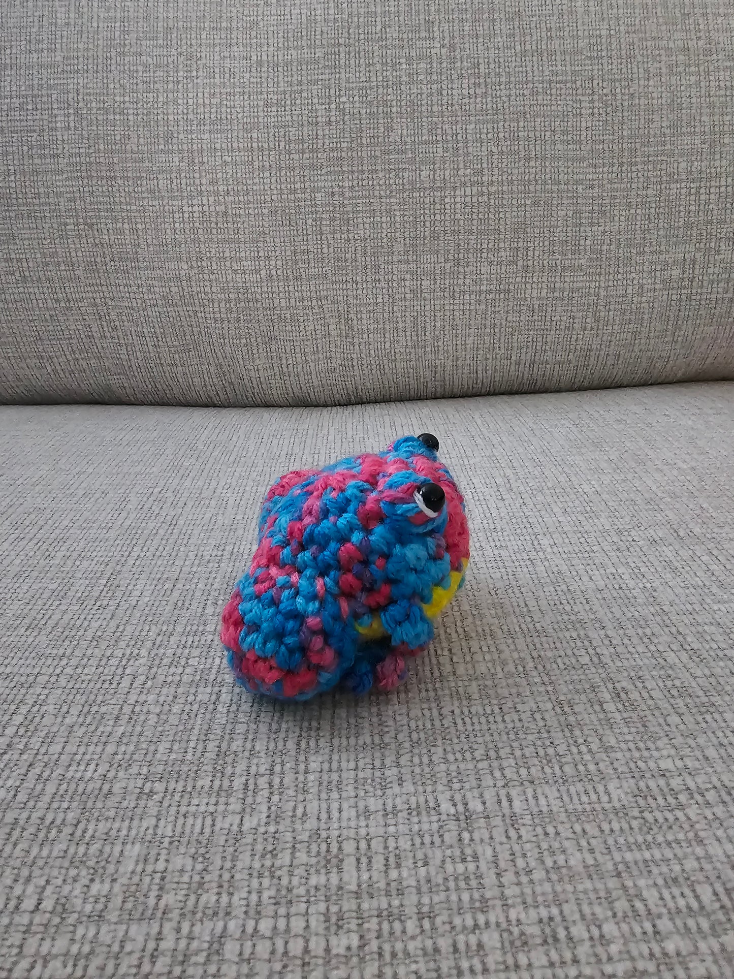 Crochet Mini Frog- Cotton Candy/Yellow Belly