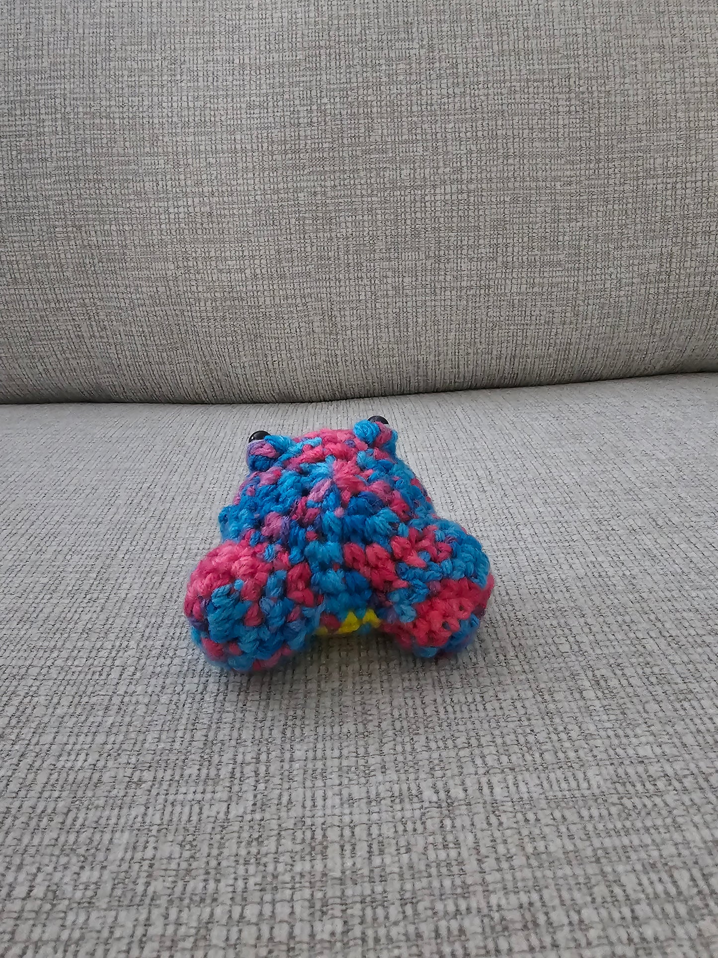 Crochet Mini Frog- Cotton Candy/Yellow Belly