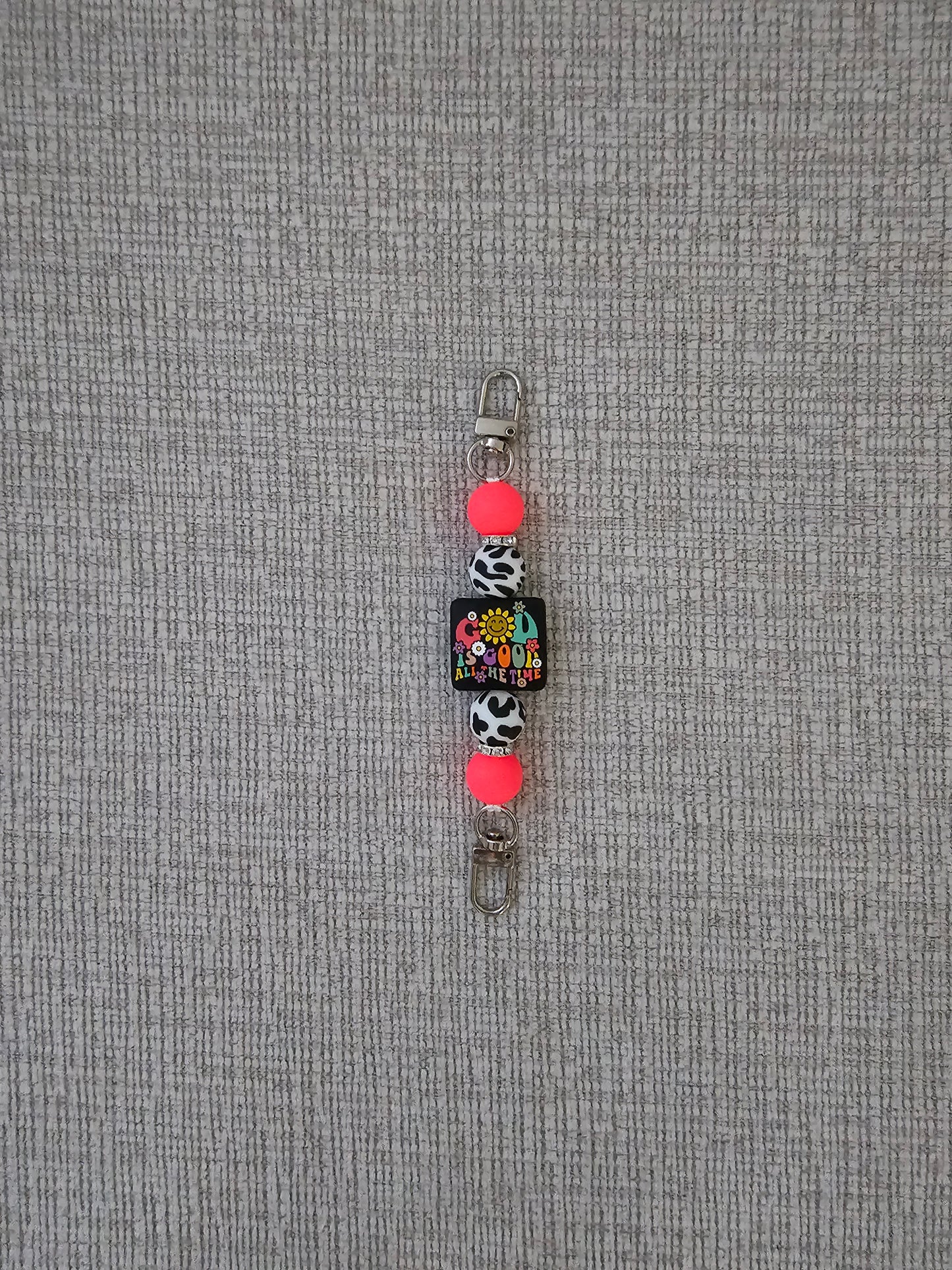 Phone Hand Strap/ Kindle Strap/ iPad Strap Interchangeable - Silicone Beaded Strap with God is Good All the Time Focal