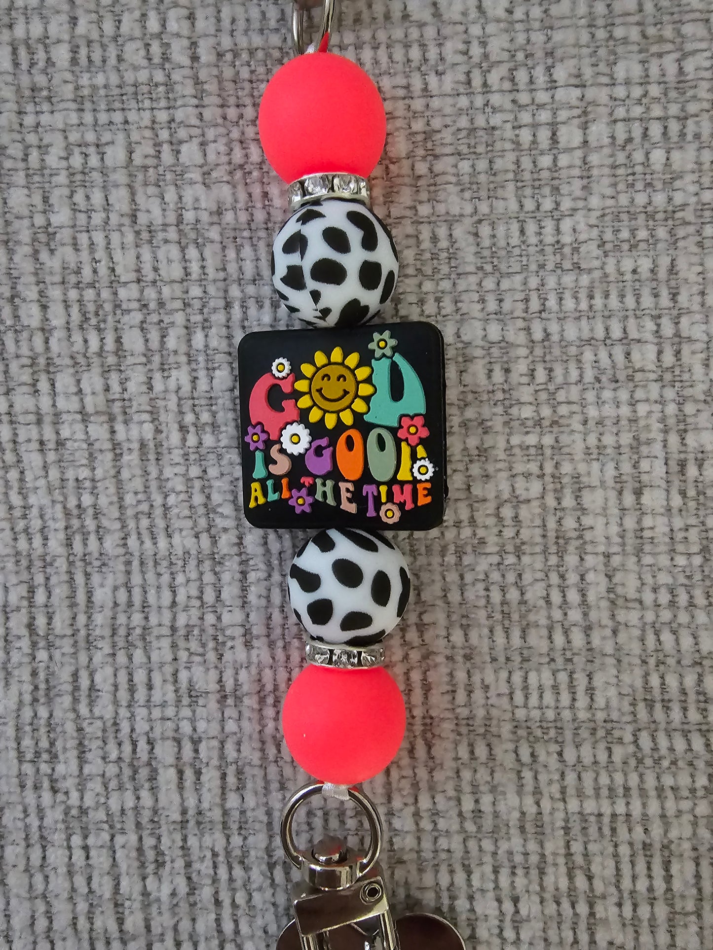 Phone Hand Strap/ Kindle Strap/ iPad Strap Interchangeable - Silicone Beaded Strap with God is Good All the Time Focal