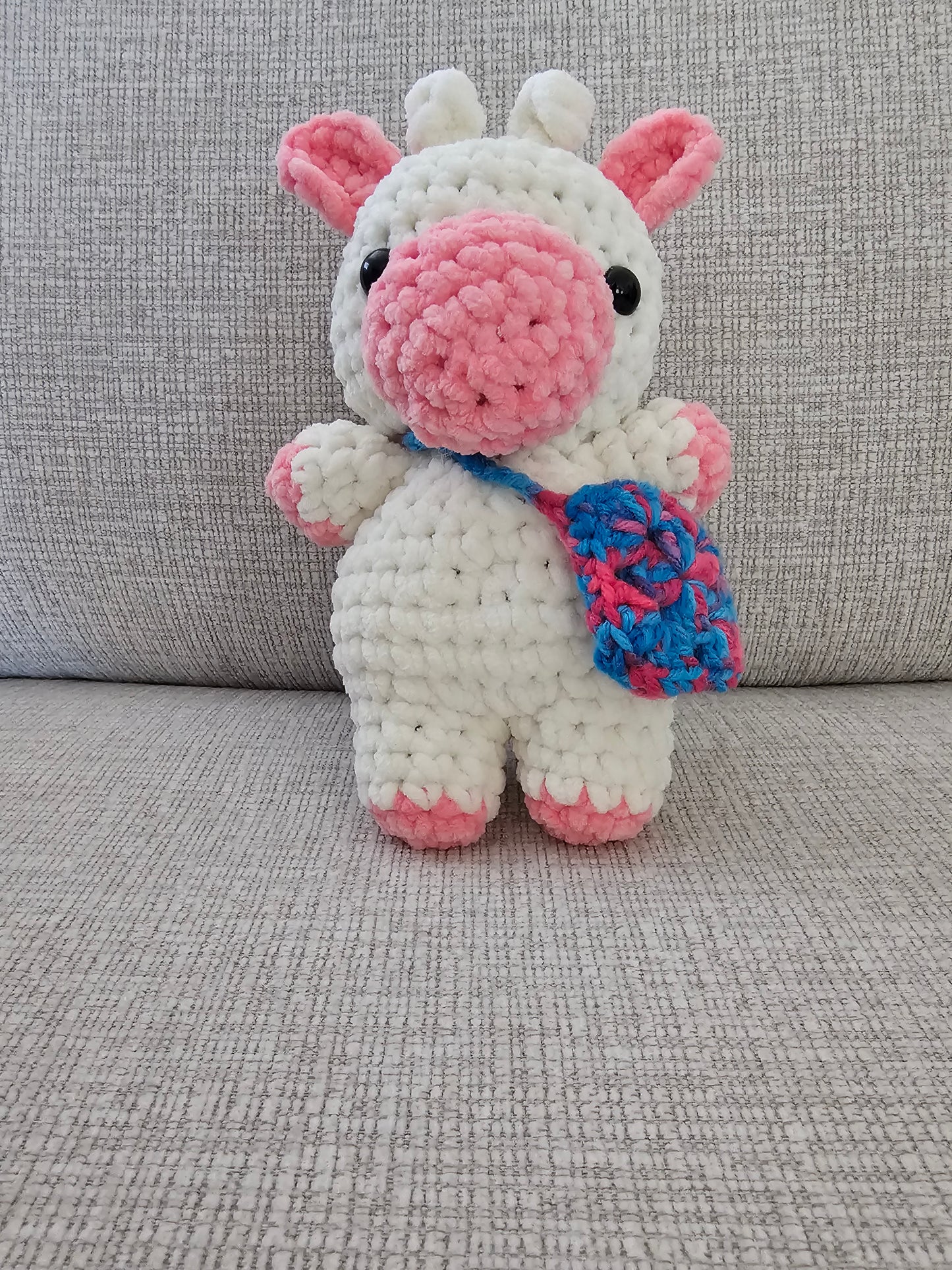 Crochet Little Plush Cow with Granny Square Purse
