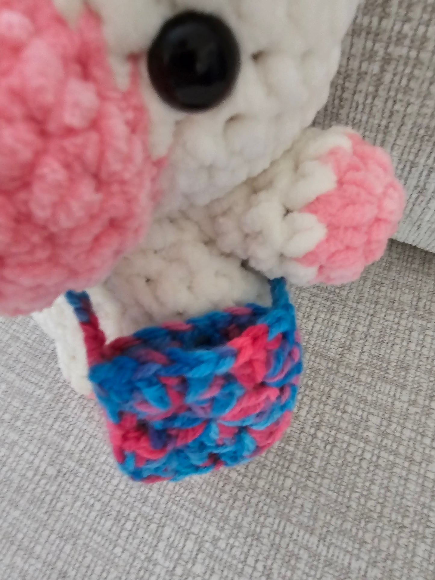 Crochet Little Plush Cow with Granny Square Purse
