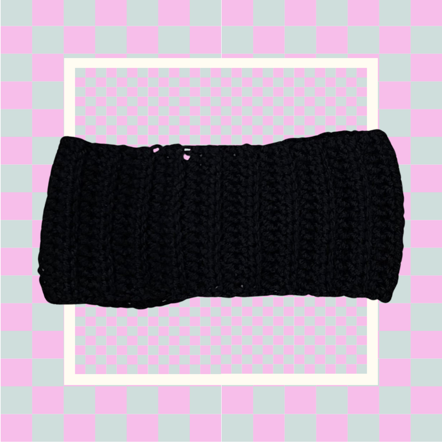 Crochet Twisted Headband- Black