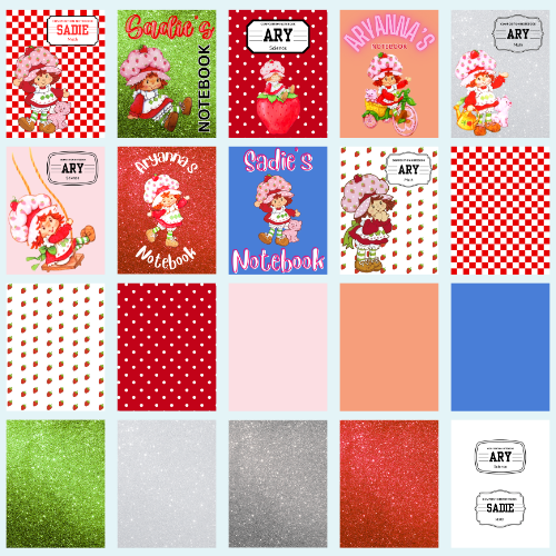 Digital Editable Strawberry Girl Composition Notebook Canva Template | Editable School Cover | Digital Download | FREE Canva Account ONLY
