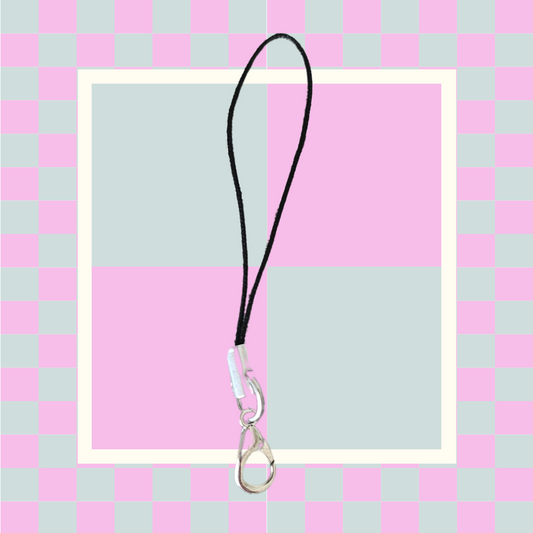 Cell Phone Straps/Flash Drive Straps- Black and Silvery Tone with Split Ring 10pk