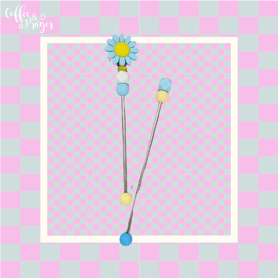Amigurumi Sticks- Blue Flower Design