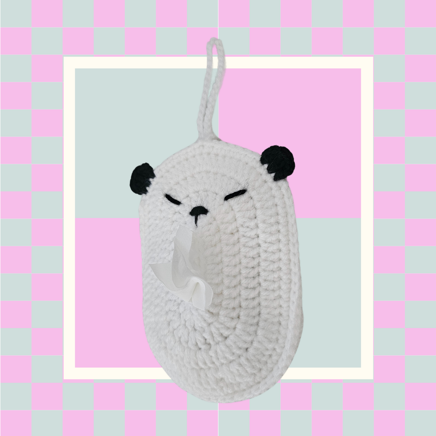 Crochet Tissue Panda Pouch