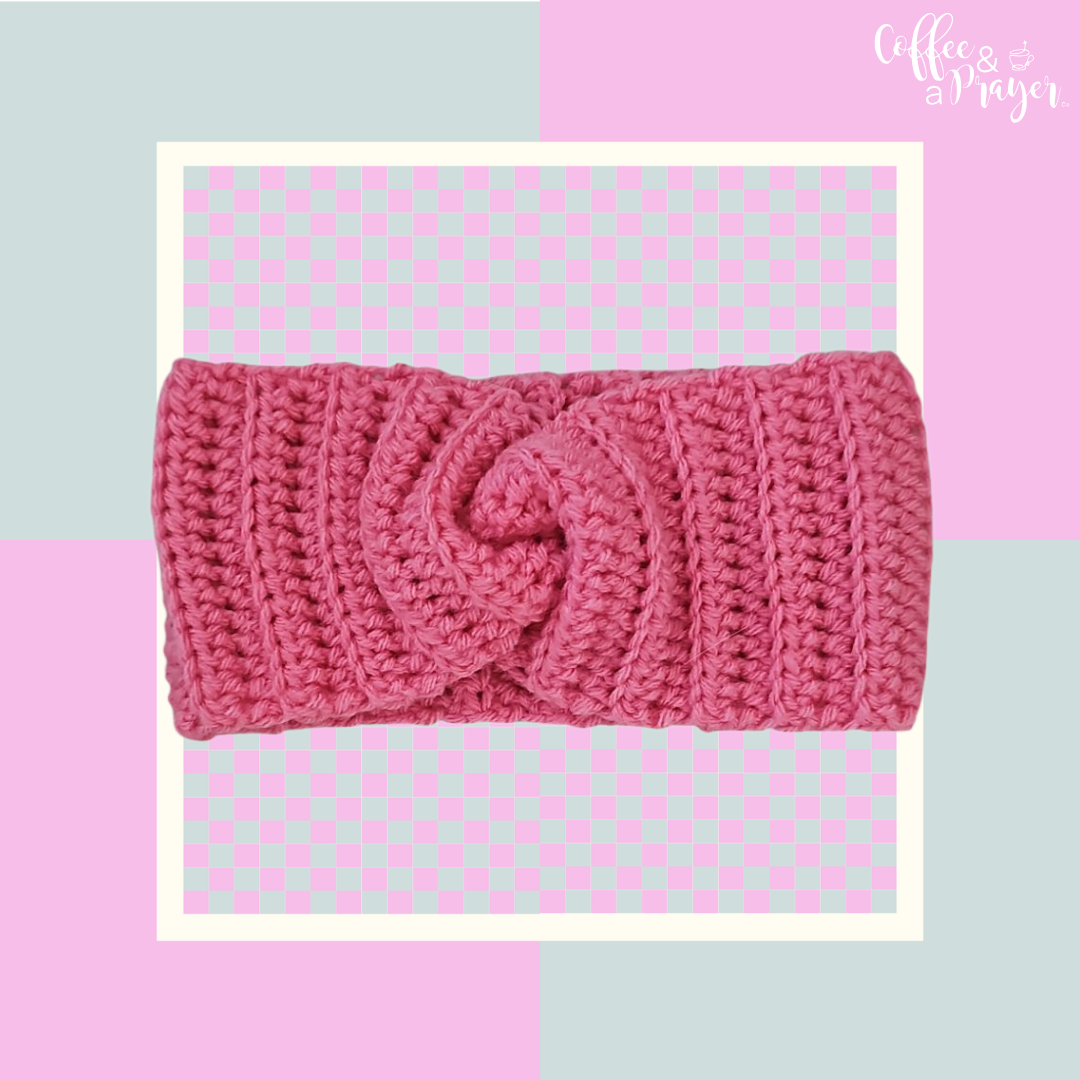 Crochet Twisted Headband- Bright Pink Color