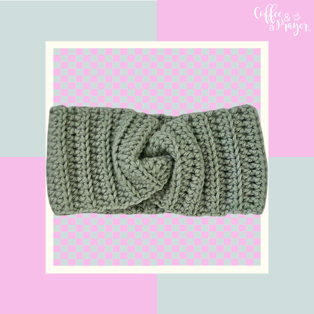 Crochet Twisted Headband- Frosty Green Color