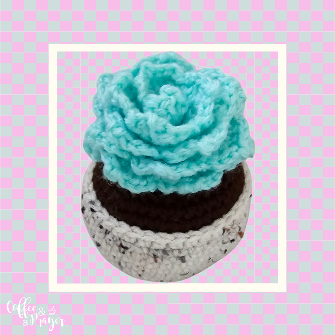Crochet Flower in Pot - Handmade Desk Decor- Home Decor Gift for All Ages -Mint Greeen Color
