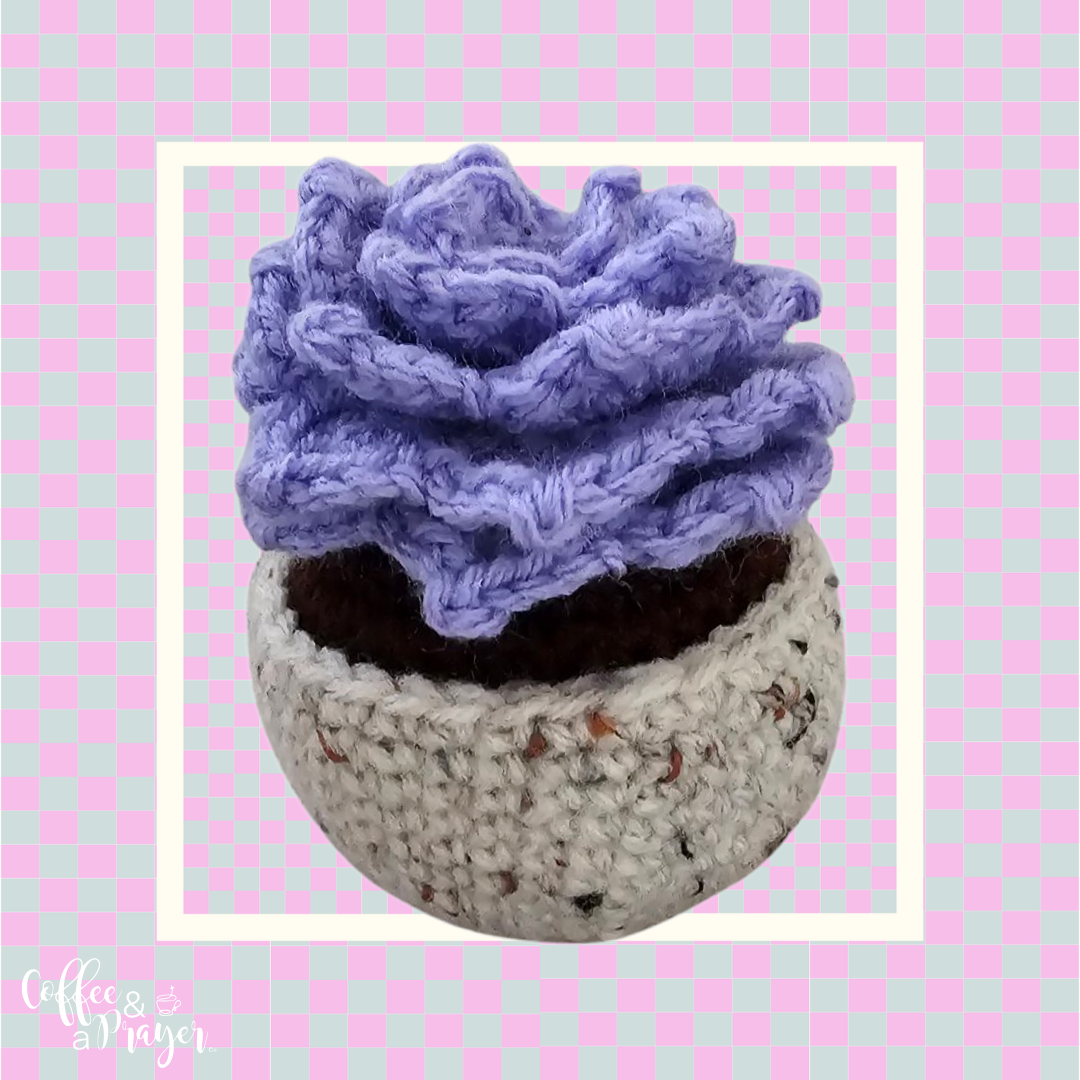 Crochet Flower in Pot - Handmade Desk Decor- Home Decor Gift for All Ages -Light Purple Color