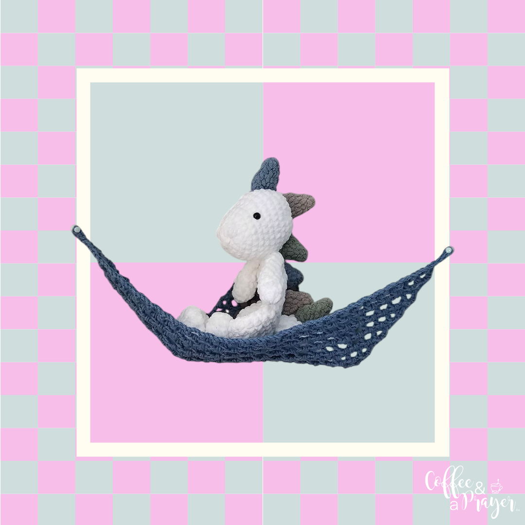 Crochet Hammock, Wall Hanger for Toys, Stuffed Animals, and Plushies- Country Blue Color