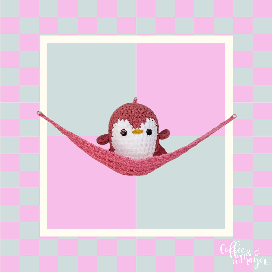 Crochet Hammock, Wall Hanger for Toys, Stuffed Animals, and Plushies- Bright Pink Color