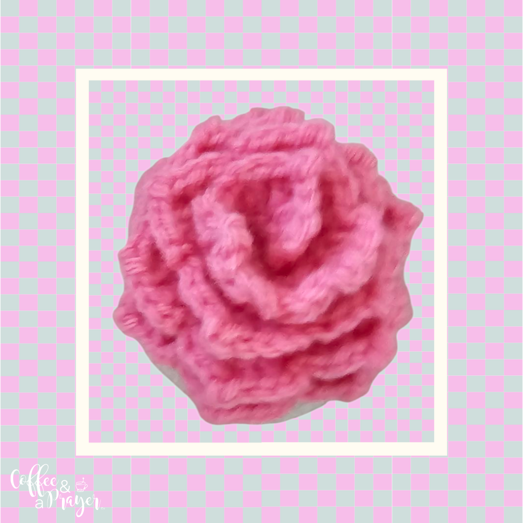 Crochet Flower in Pot - Handmade Desk Decor- Home Decor Gift for All Ages -Bright Pink Color