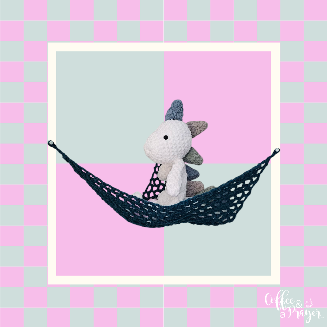 Crochet Hammock, Wall Hanger for Toys, Stuffed Animals, and Plushies- Teal Color