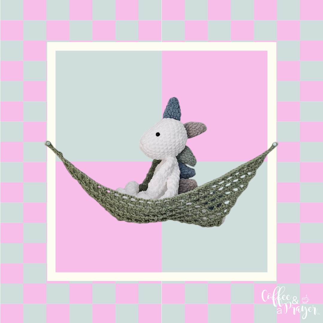 Crochet Hammock, Wall Hanger for Toys, Stuffed Animals, and Plushies- Frosty Green Color