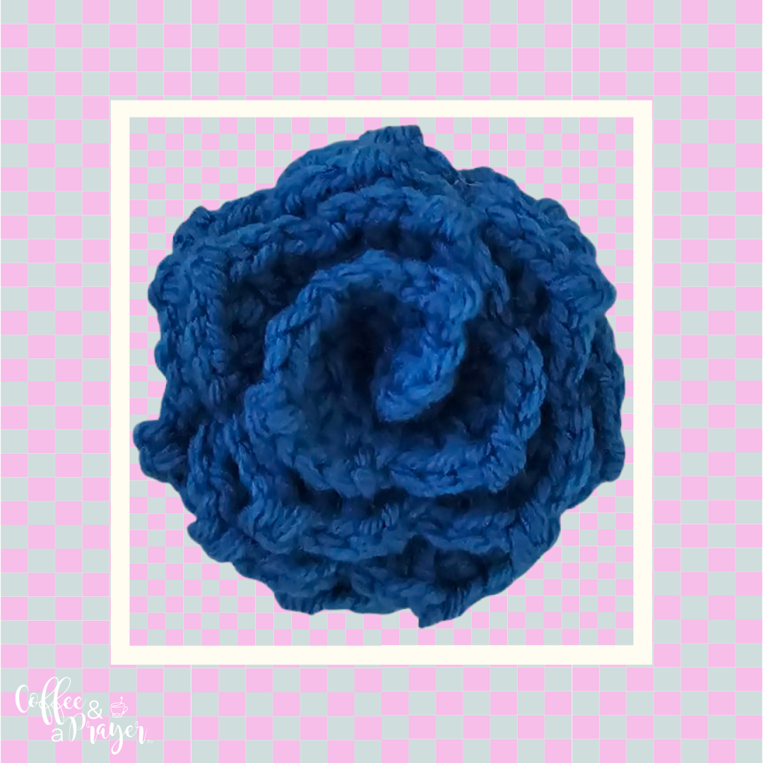 Crochet Flower in Pot - Handmade Desk Decor- Home Decor Gift for All Ages -Blue Wave Color