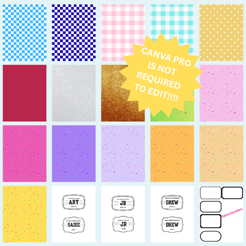 Digital Editable Canva Bears Composition Notebook Template | Kawaii Editable School Notebook Cover | Digital Download | Pink Gingham, Glitter & More