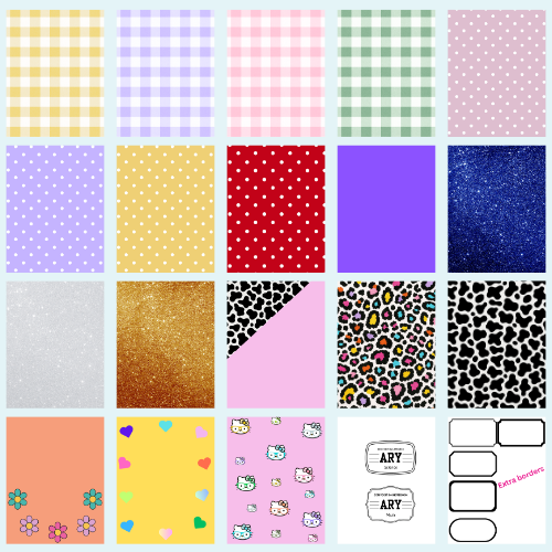 Digital Editable Canva Kitty Composition Notebook Template | Kawaii Editable School Notebook Cover | Digital Download | Pink Gingham, Glitter & More
