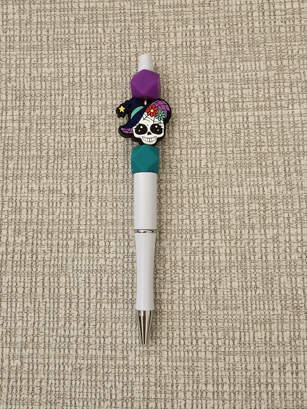 Pen- Silicone Beaded Pen with Skull Focal