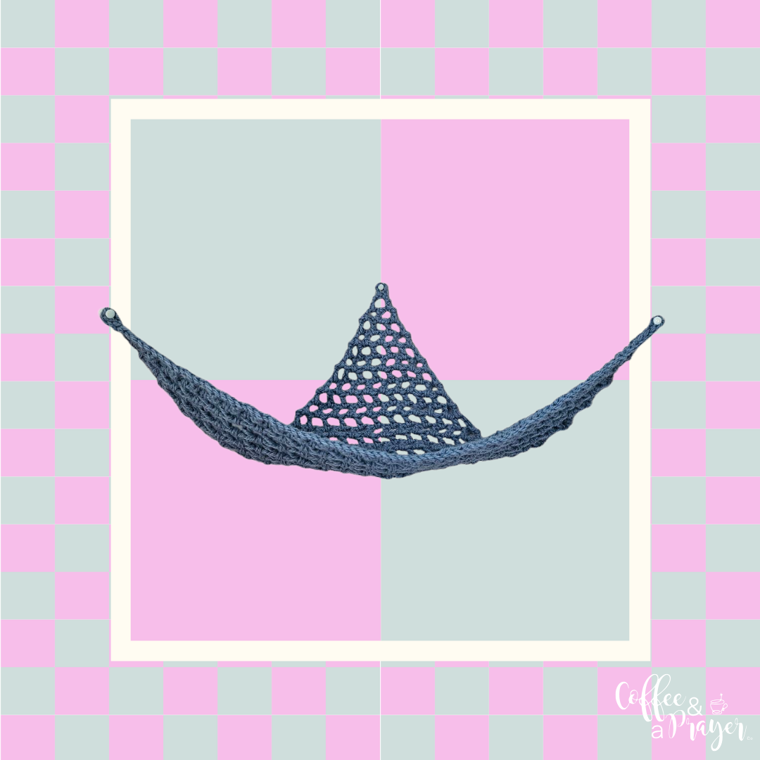 Crochet Hammock, Wall Hanger for Toys, Stuffed Animals, and Plushies- Country Blue Color