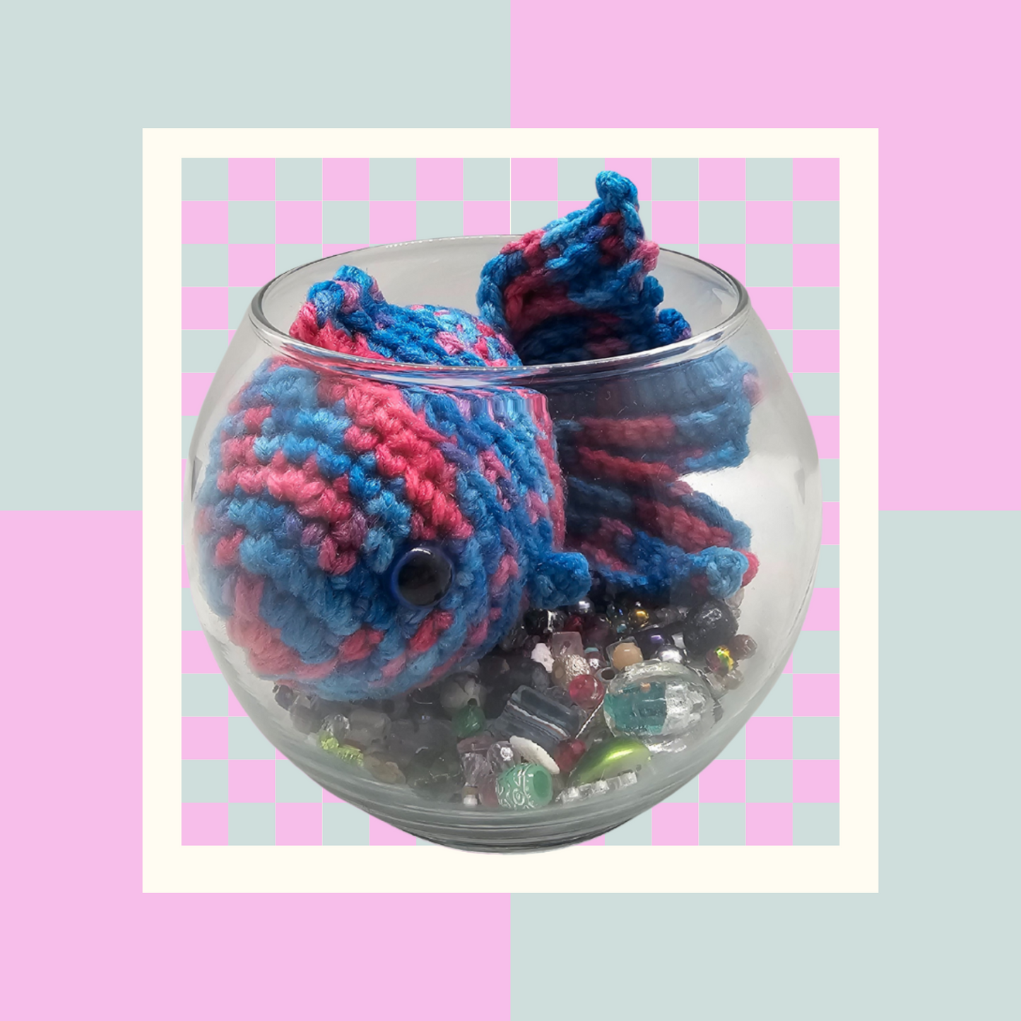 Crochet Fish- Multi Color Pink/Blue/Purple Color