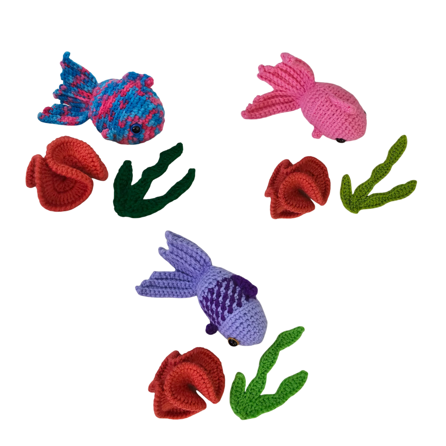 Crochet Fish- Multi Color Pink/Blue/Purple Color