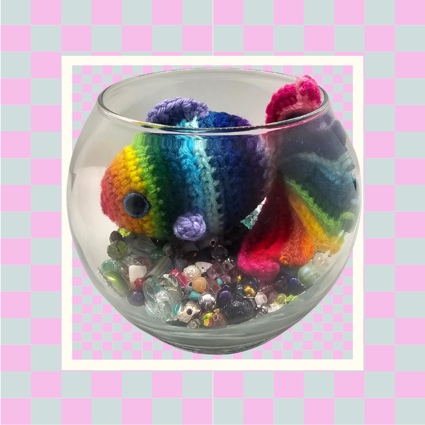 Crochet Fish- Multi-Color Stripes