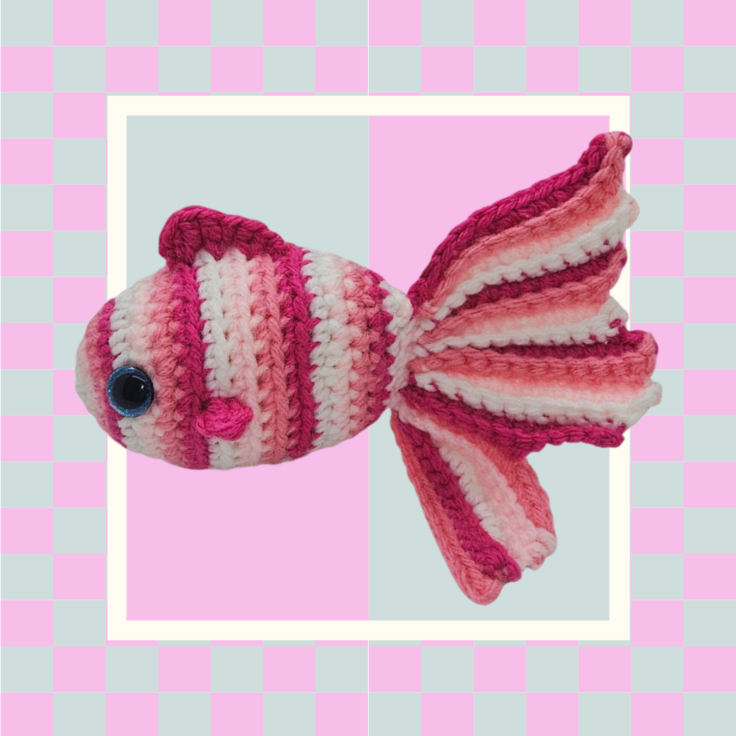Crochet Fish- Pink Stripes Color