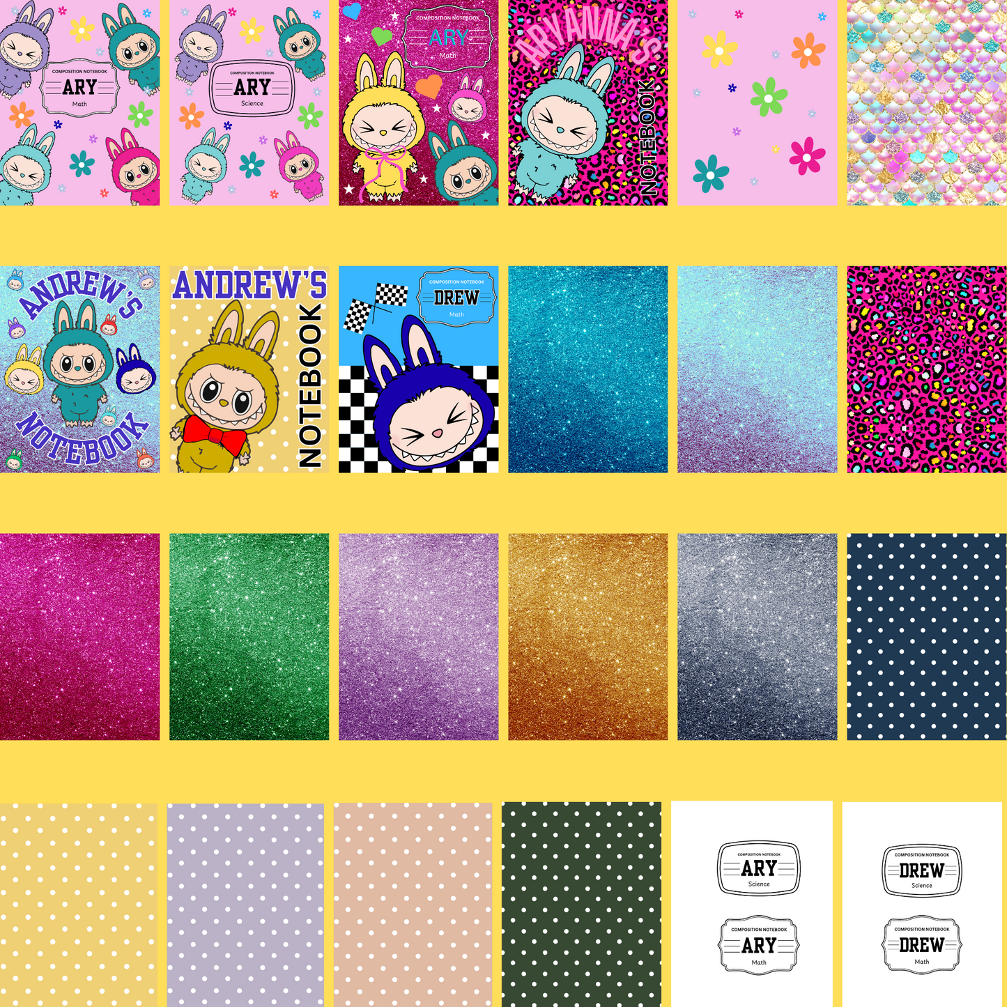 Digital Editable Monster Composition Notebook Cover | Canva Template | Printable Kawaii School Cover | Digital Download PDF with LINK