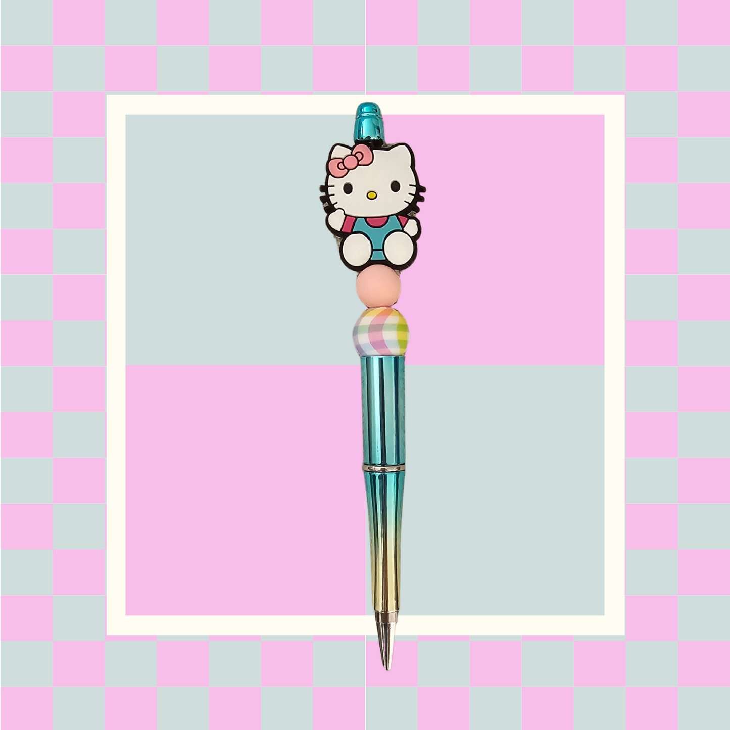 Pen- Silicone Beaded Pen with Kitty Focal
