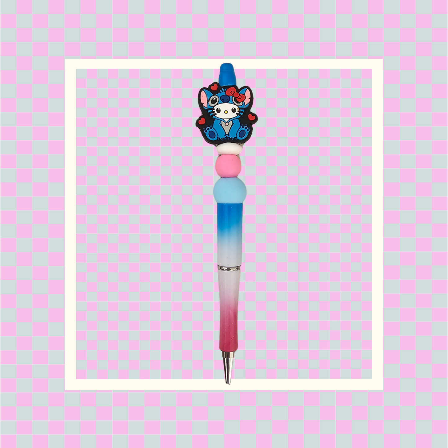 Pen- Silicone Beaded Pen with Kitty in Stitch Costume Focal