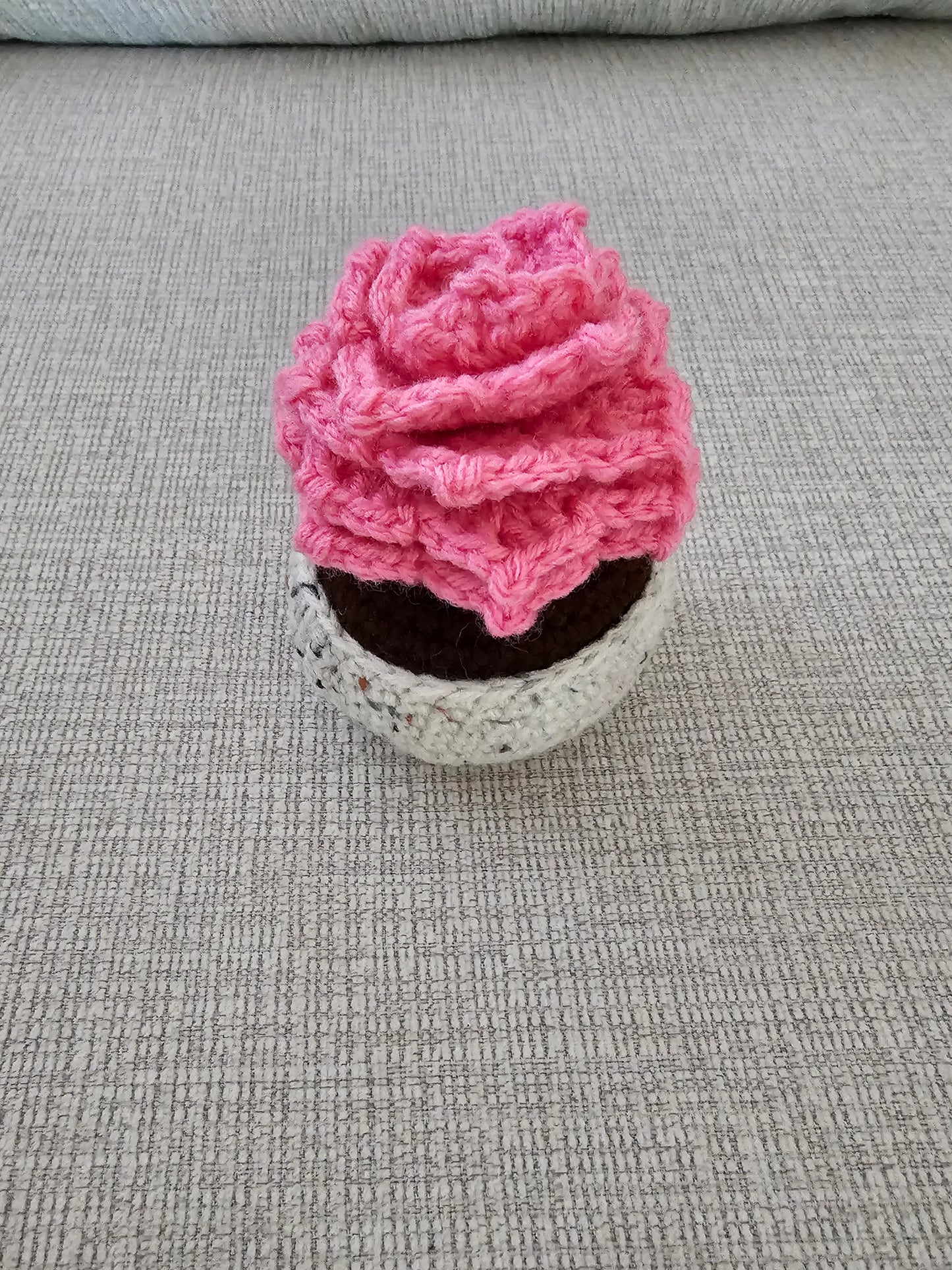 Crochet Flower in Pot - Handmade Desk Decor- Home Decor Gift for All Ages -Bright Pink Color