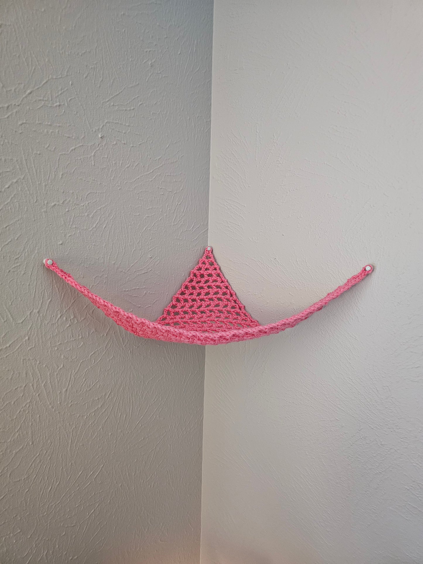 Crochet Hammock, Wall Hanger for Toys, Stuffed Animals, and Plushies- Bright Pink Color