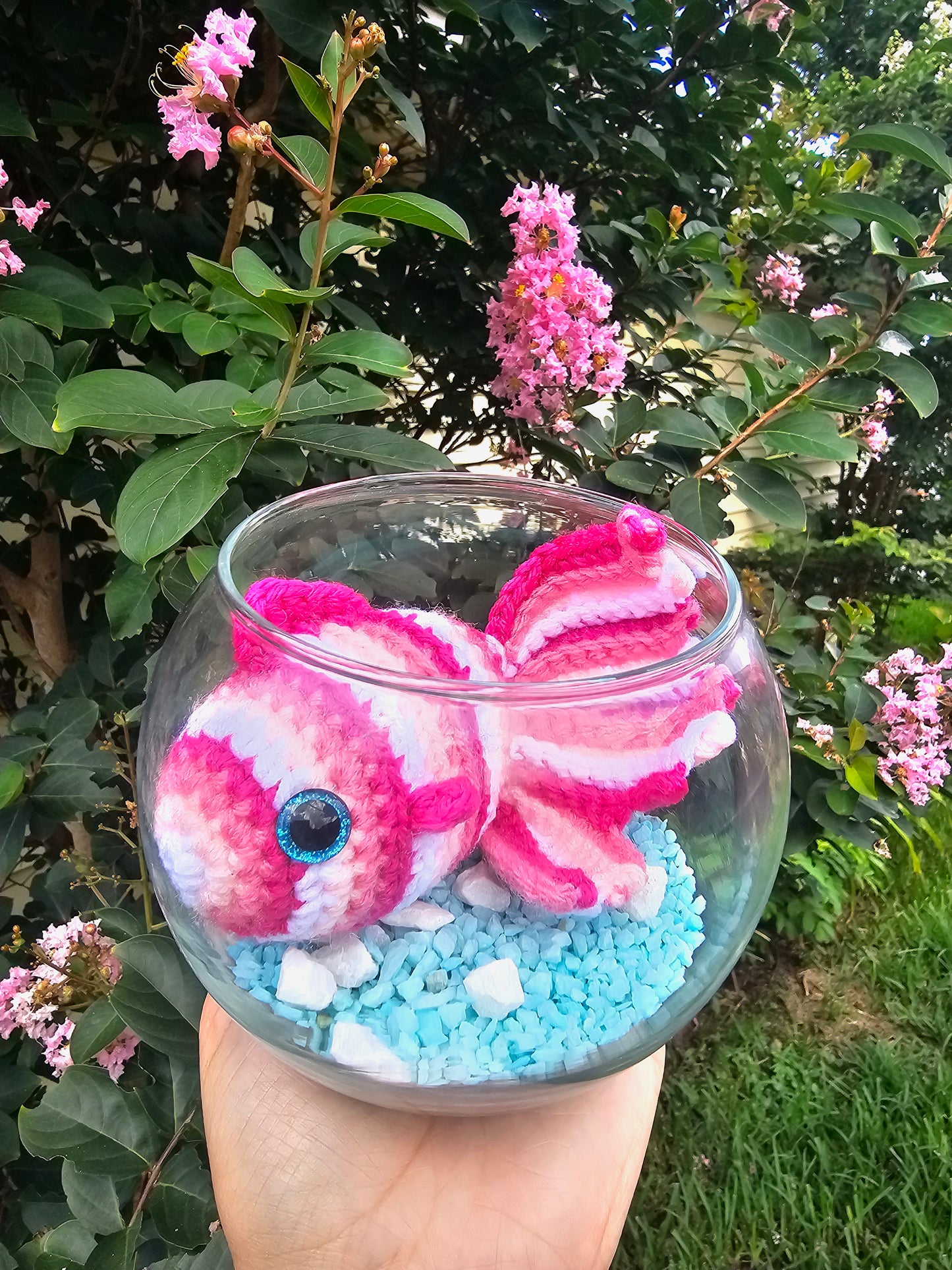 Crochet Fish- Pink Stripes Color