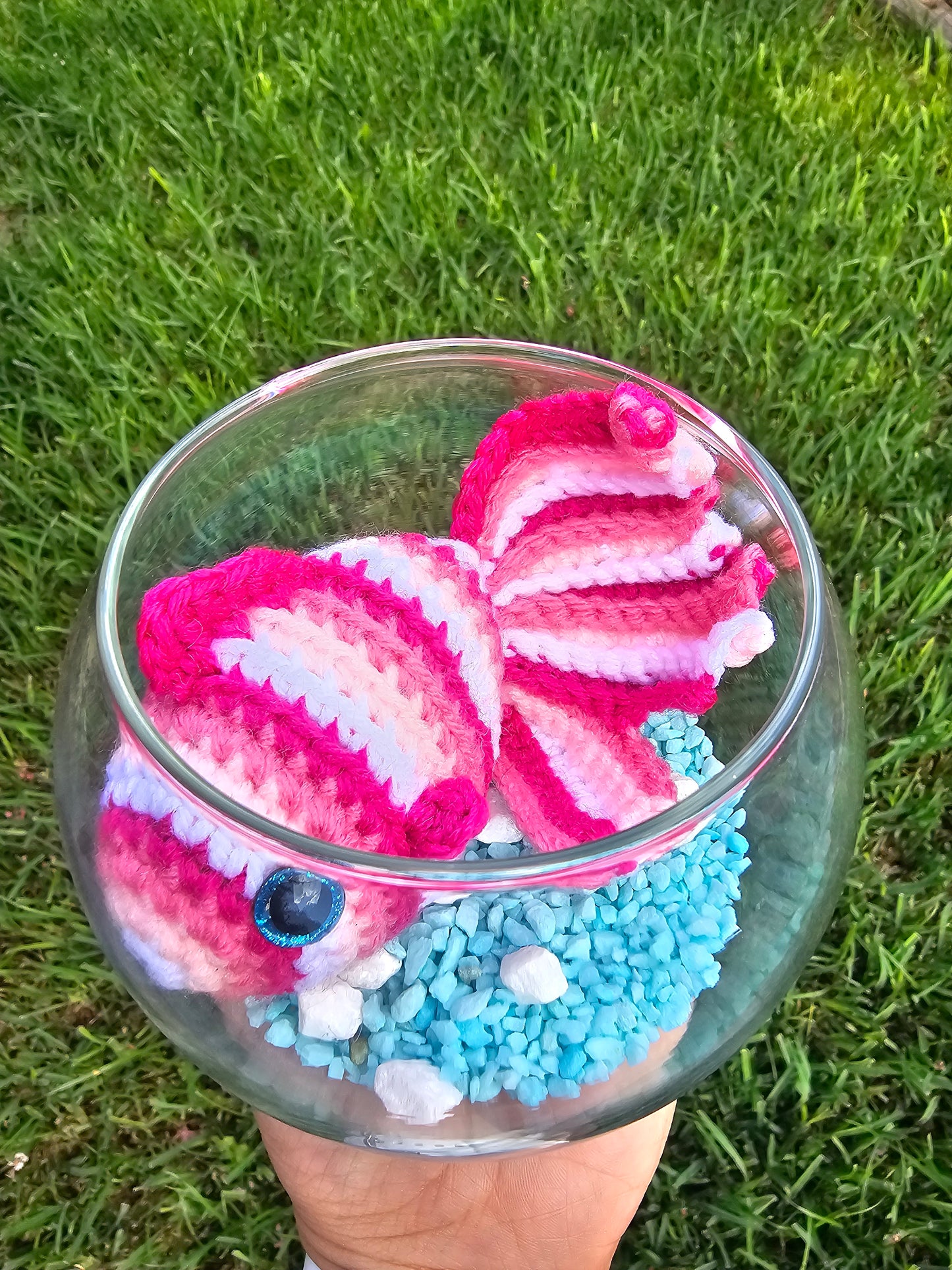 Crochet Fish- Pink Stripes Color