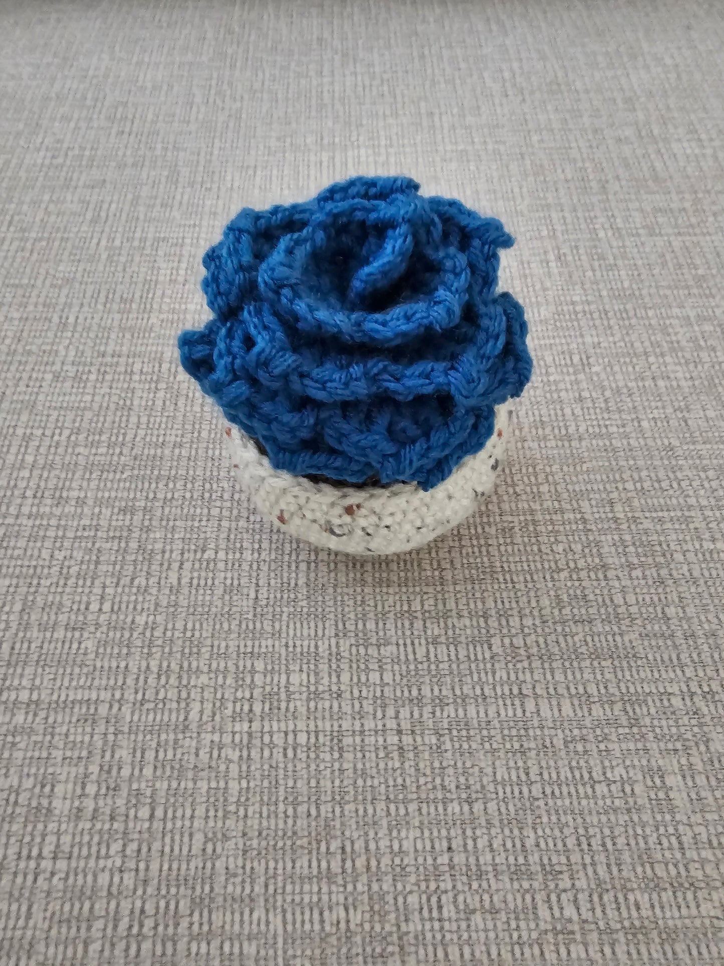Crochet Flower in Pot - Handmade Desk Decor- Home Decor Gift for All Ages -Blue Wave Color