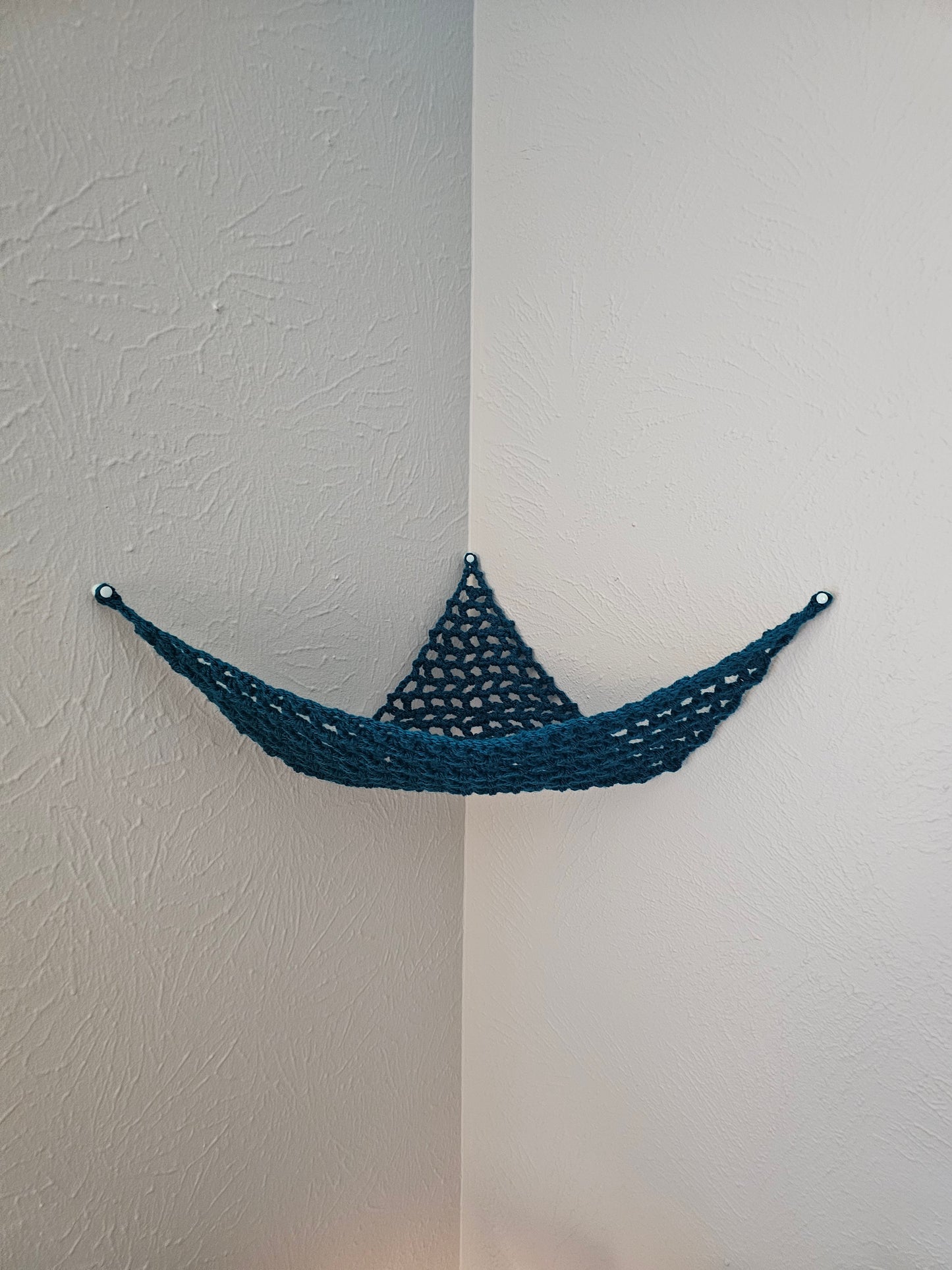Crochet Hammock, Wall Hanger for Toys, Stuffed Animals, and Plushies- Teal Color