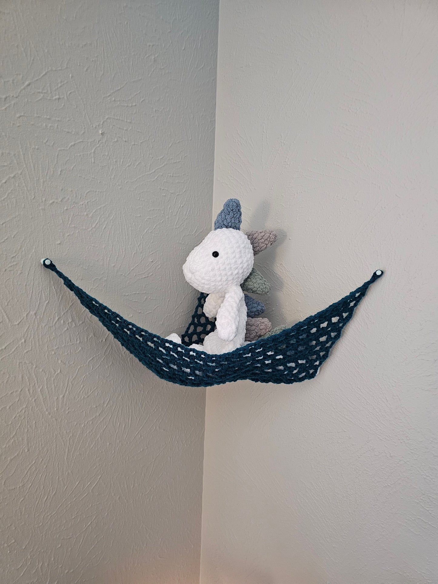 Crochet Hammock, Wall Hanger for Toys, Stuffed Animals, and Plushies- Teal Color